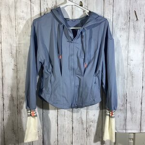 Free People Movement Blue Corset Double Full Zip Knit Cuff Performance Jacket M